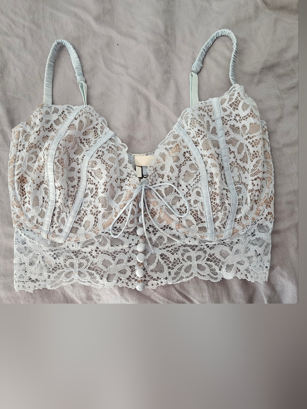 For Love & Lemons Blue Lace Crop Bralette